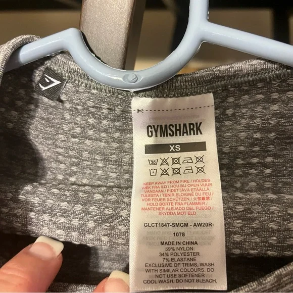 Gymshark Cropped Long Sleeve Size XS Grey - Picture 3 of 5